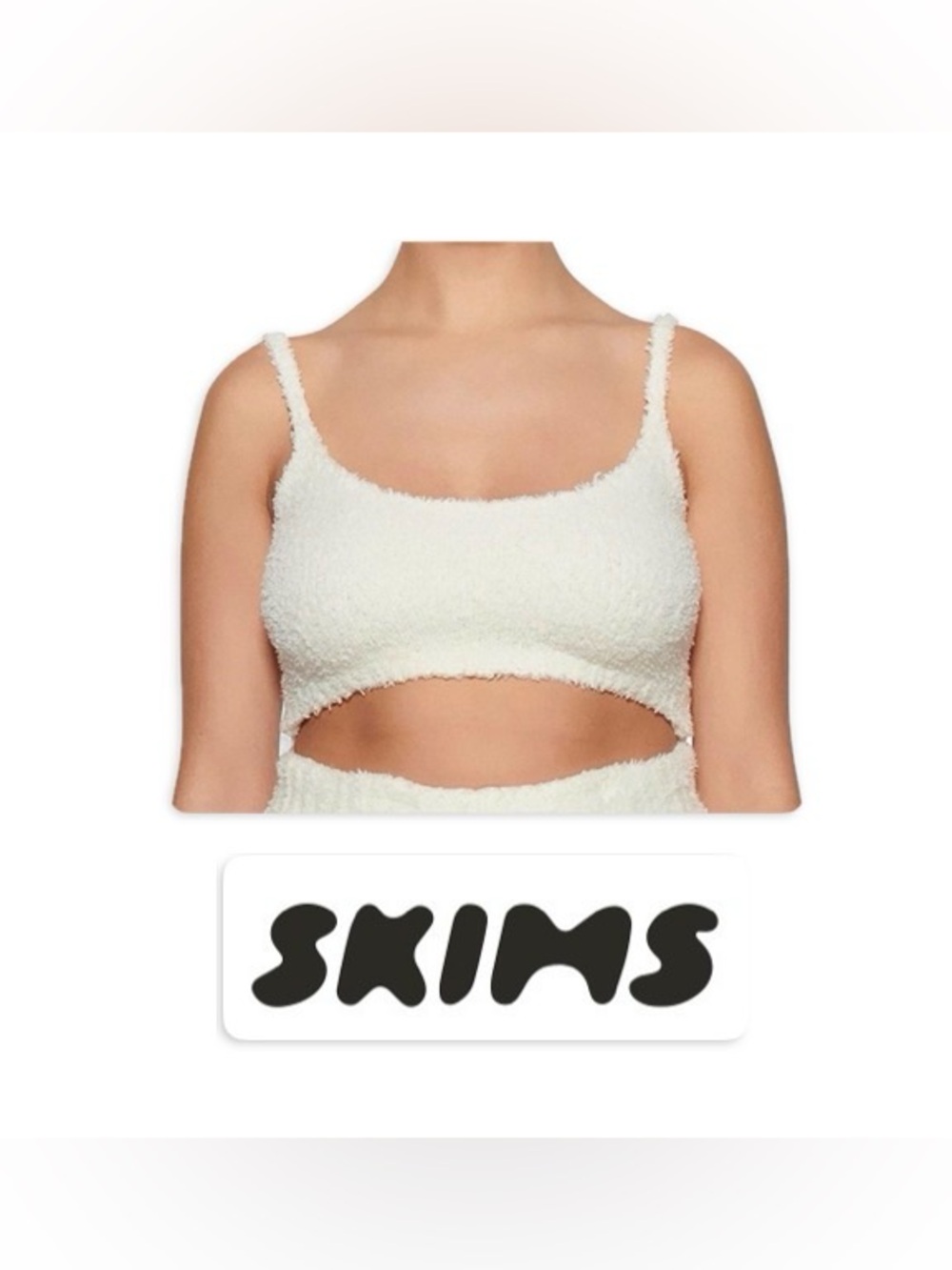NWT [SKIMS] Cozy Knit Sherpa Bralette Cropped Tank Top Cami in Bone Womens 2X/3X